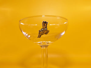 Pair of Rare Competition Prize Babycham Coupe Glasses