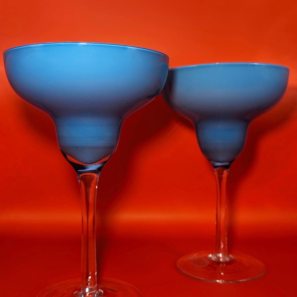 Pair of Vintage Blue Margarita Glasses