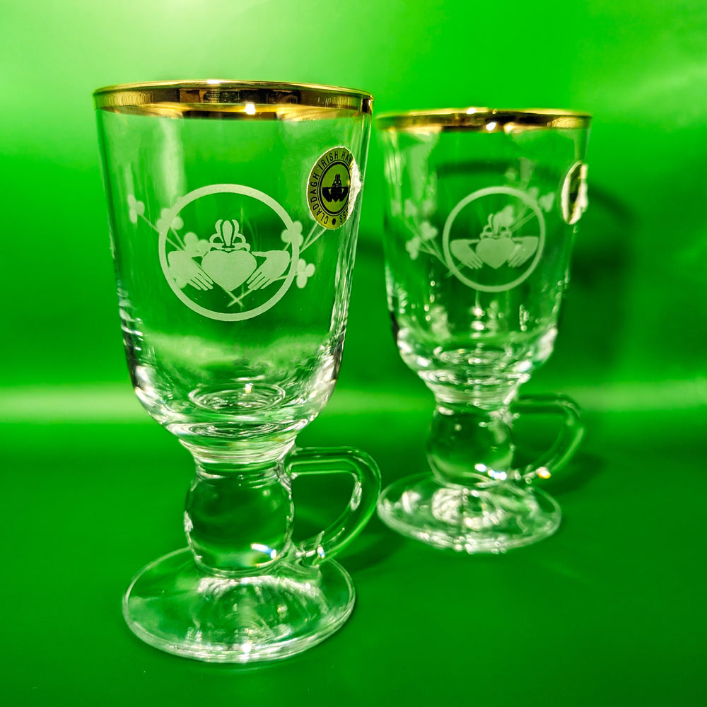 Pair of Claddagh Irish Coffee Glasses