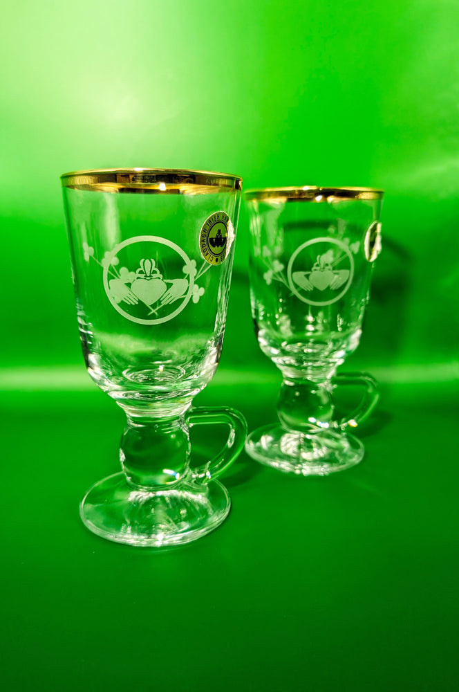 Pair of Claddagh Irish Coffee Glasses
