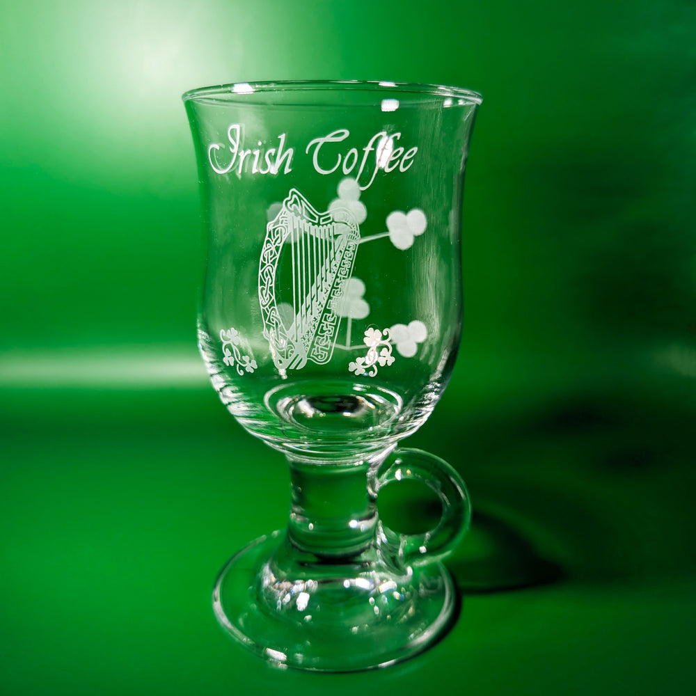 Pair of Harp Printed Eamon Irish Coffee Glasses