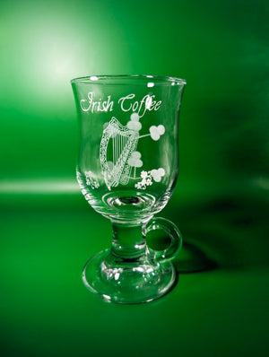 Pair of Harp Printed Eamon Irish Coffee Glasses