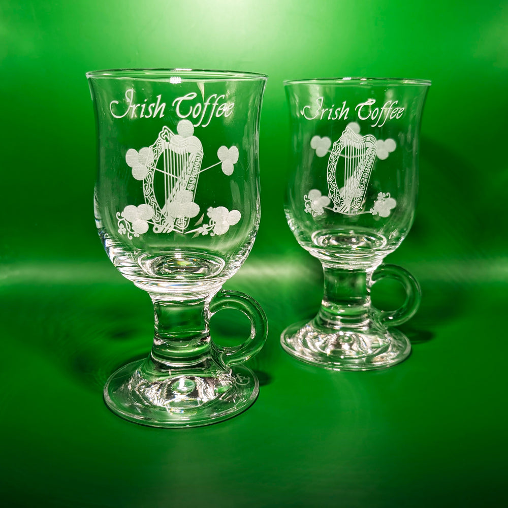 Pair of Harp Printed Eamon Irish Coffee Glasses