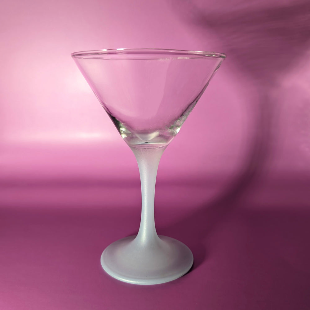 Pair of Vintage Frosted Martini Glasses