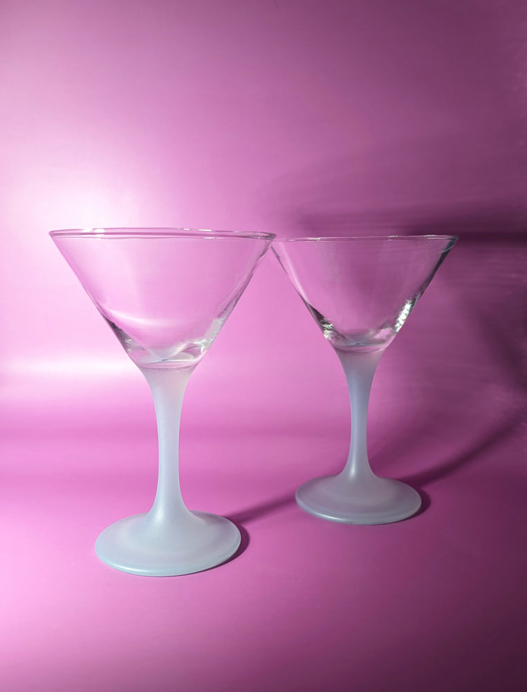 
            
                Load image into Gallery viewer, Pair of Vintage Frosted Martini Glasses
            
        