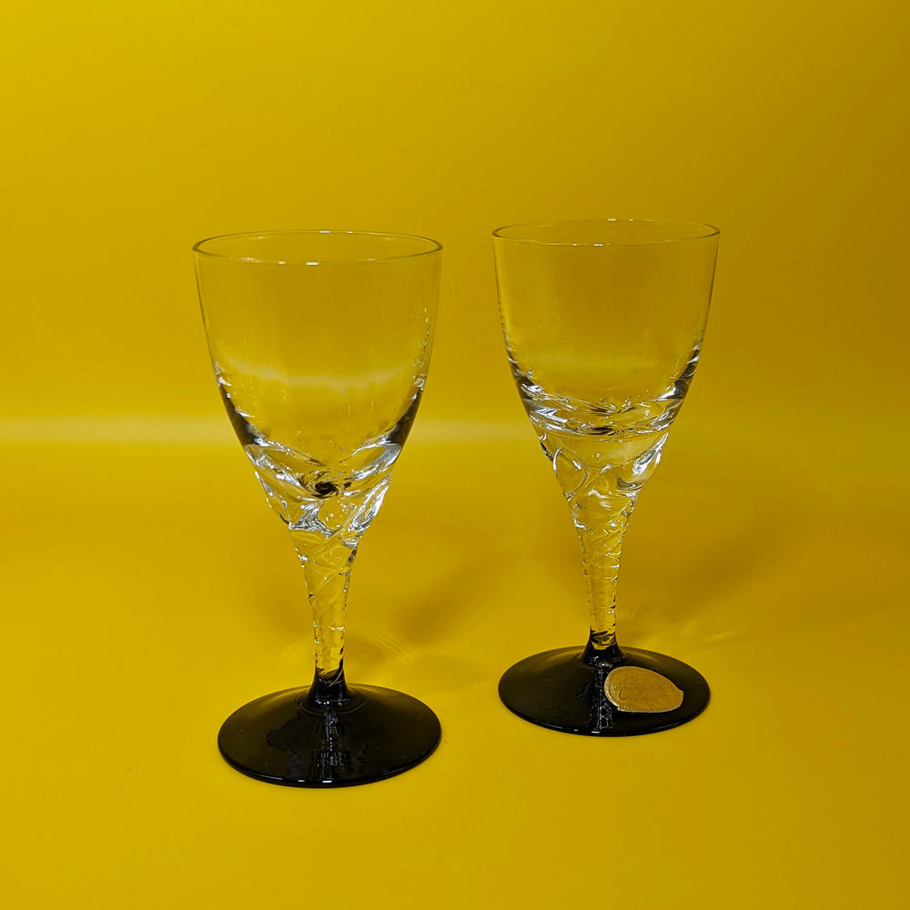 Pair of Vintage Tasting Glasses With Twisted Stem