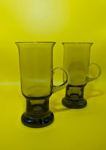 Pair of Vintage Wedgwood Crystal Smoky Grey Irish Coffee Glasses