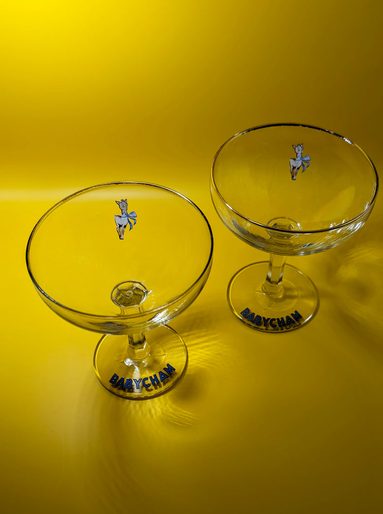 Pair of Vintage 50s Babycham Coupes (With Gold Rims)
