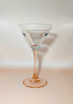 Vintage Luminarc Martini Glass With Pink Stem