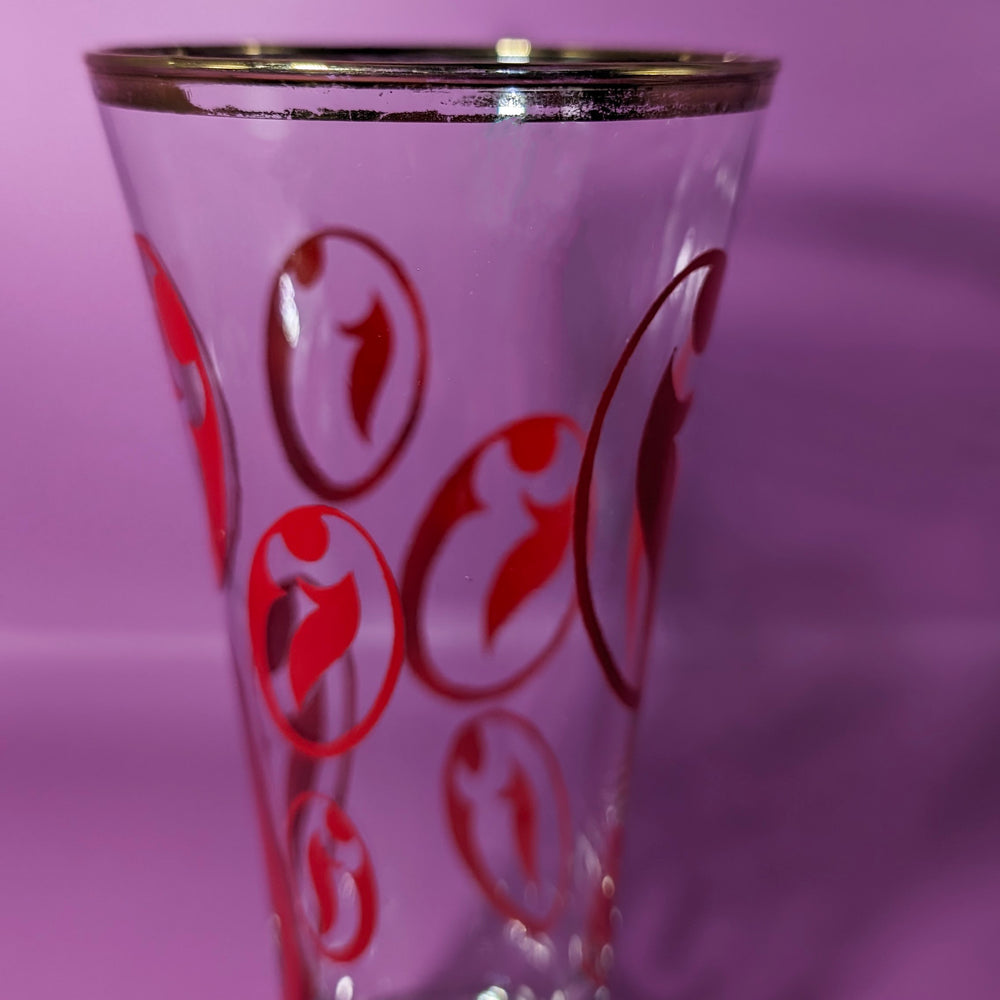 Pair of Vintage 1950s Atomic Printed Glasses (Red)