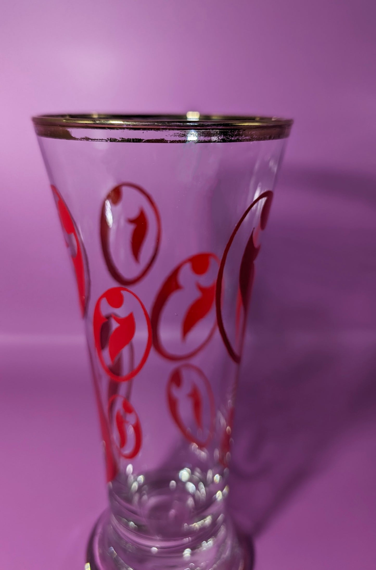 Pair of Vintage 1950s Atomic Printed Glasses (Red)