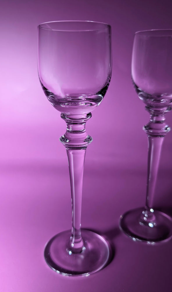 Pair of Vintage Long Stemmed Murano Glass Liqueur Glasses