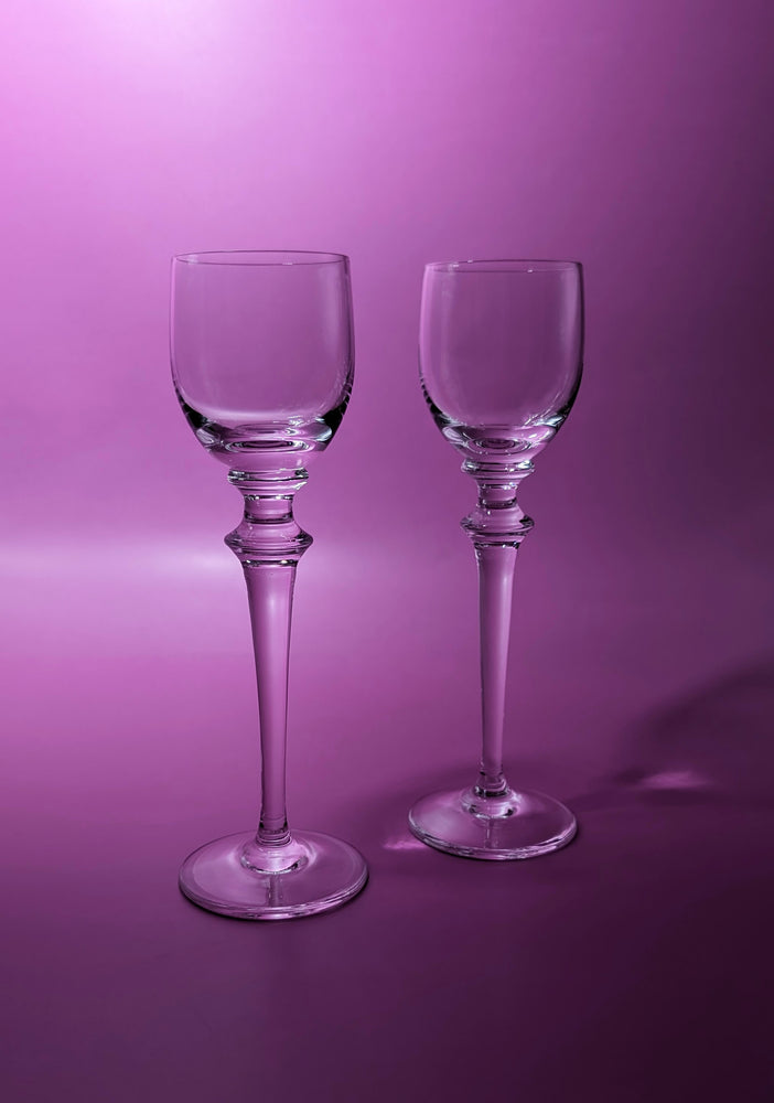 Pair of Vintage Long Stemmed Murano Glass Liqueur Glasses