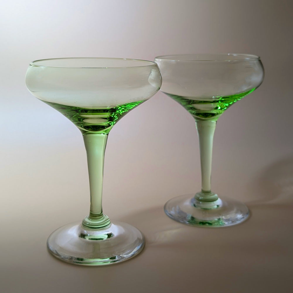 Pair of Vintage Czech Green 50s Mini Coupes