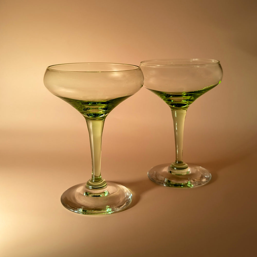 Pair of Vintage Czech Green 50s Mini Coupes