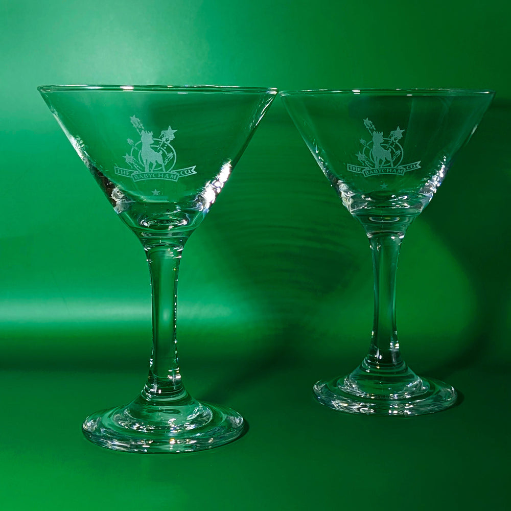 Pair of Rare 80s Vintage Babycham Martini Glasses