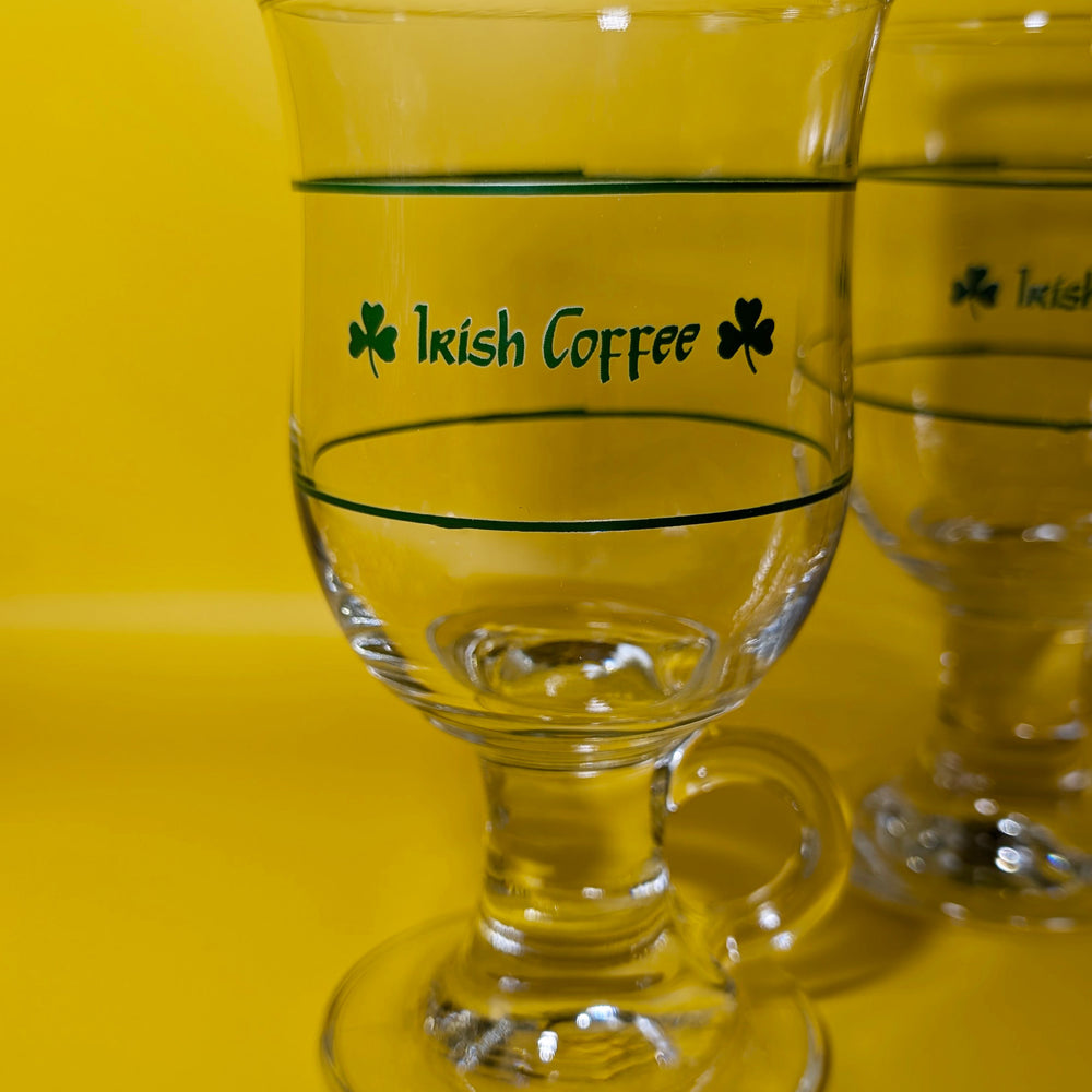 Pair of Vintage Irish Coffee Glasses With Shamrocks