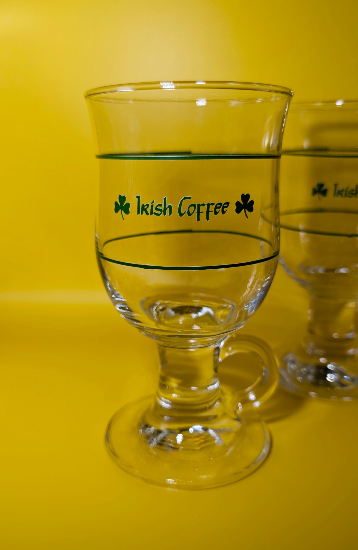 Pair of Vintage Irish Coffee Glasses With Shamrocks