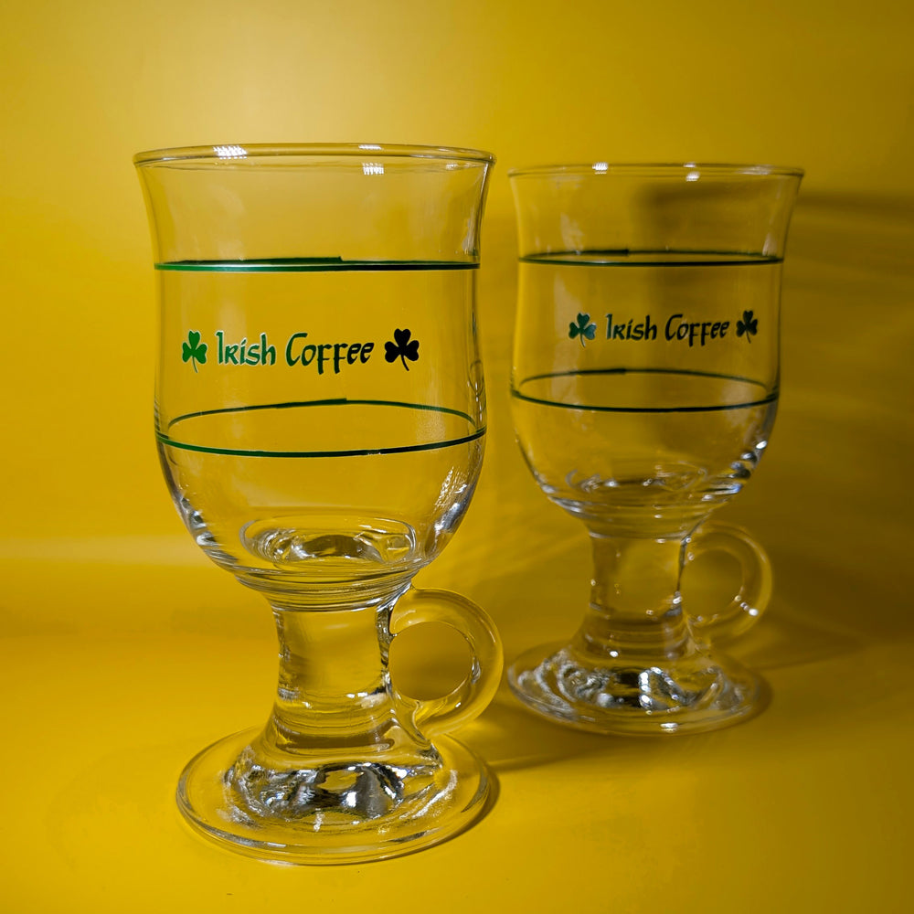 Pair of Vintage Irish Coffee Glasses With Shamrocks