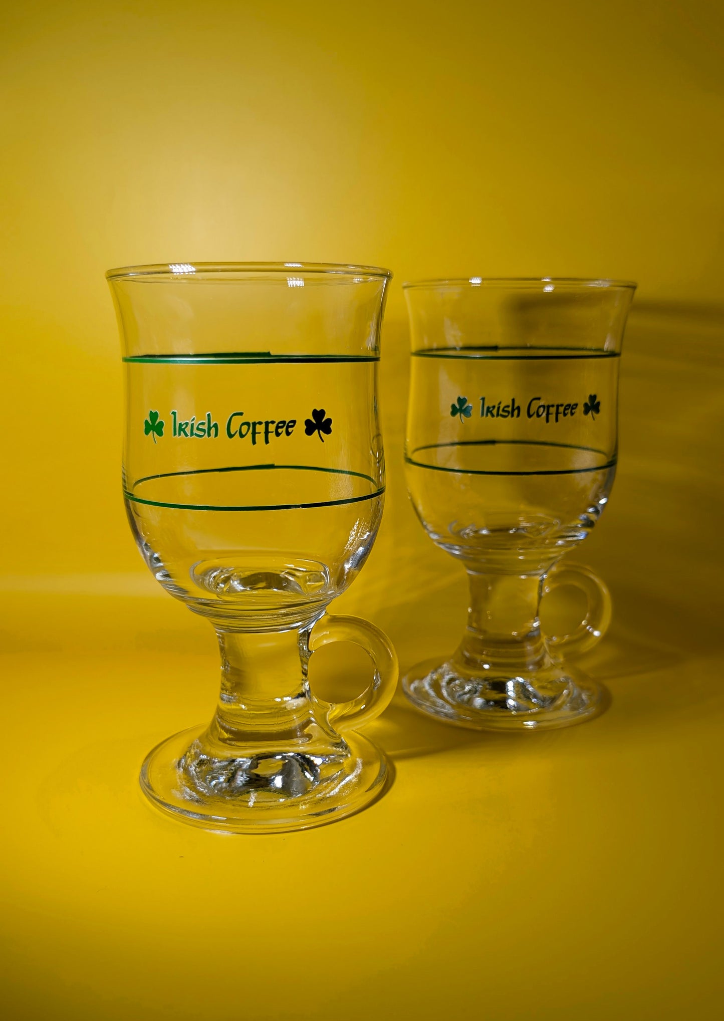 Pair of Vintage Irish Coffee Glasses With Shamrocks