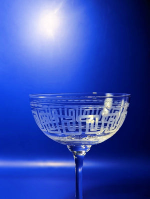 The Vintage List Coupe Glass with Greek Key Motif