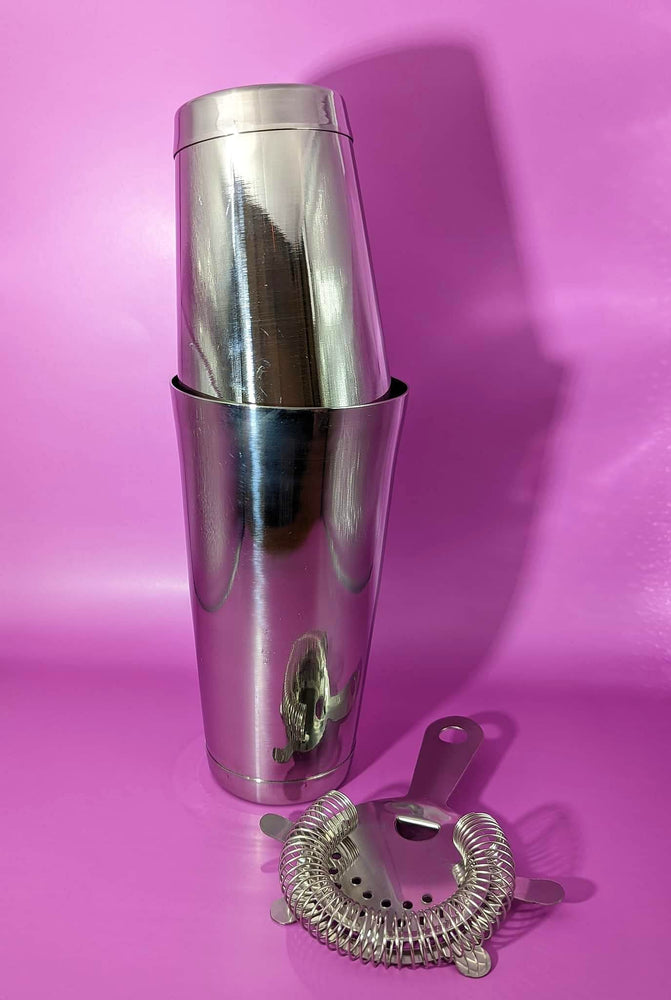 Silver Boston Cocktail Shaker, 800ml with Strainer – Drinks Distilled