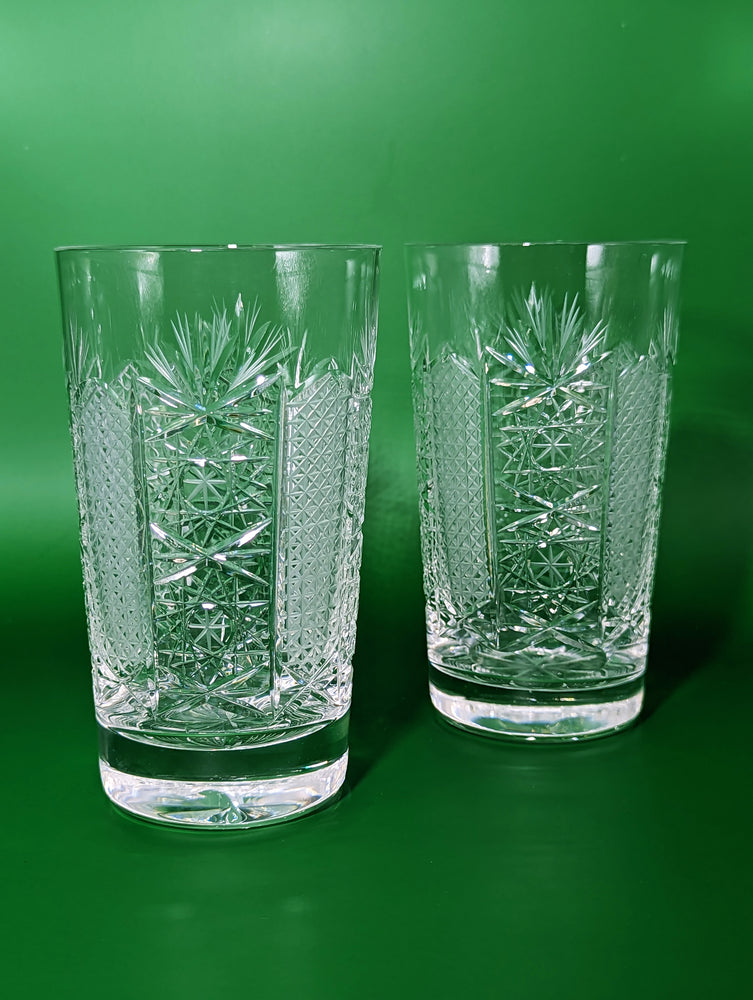 Pair of Diamond Cut Crystal Highball Glasses – Drinks Distilled