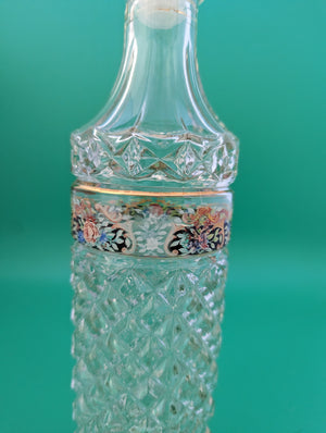 Mid-Century Hobnail Floral Decanter