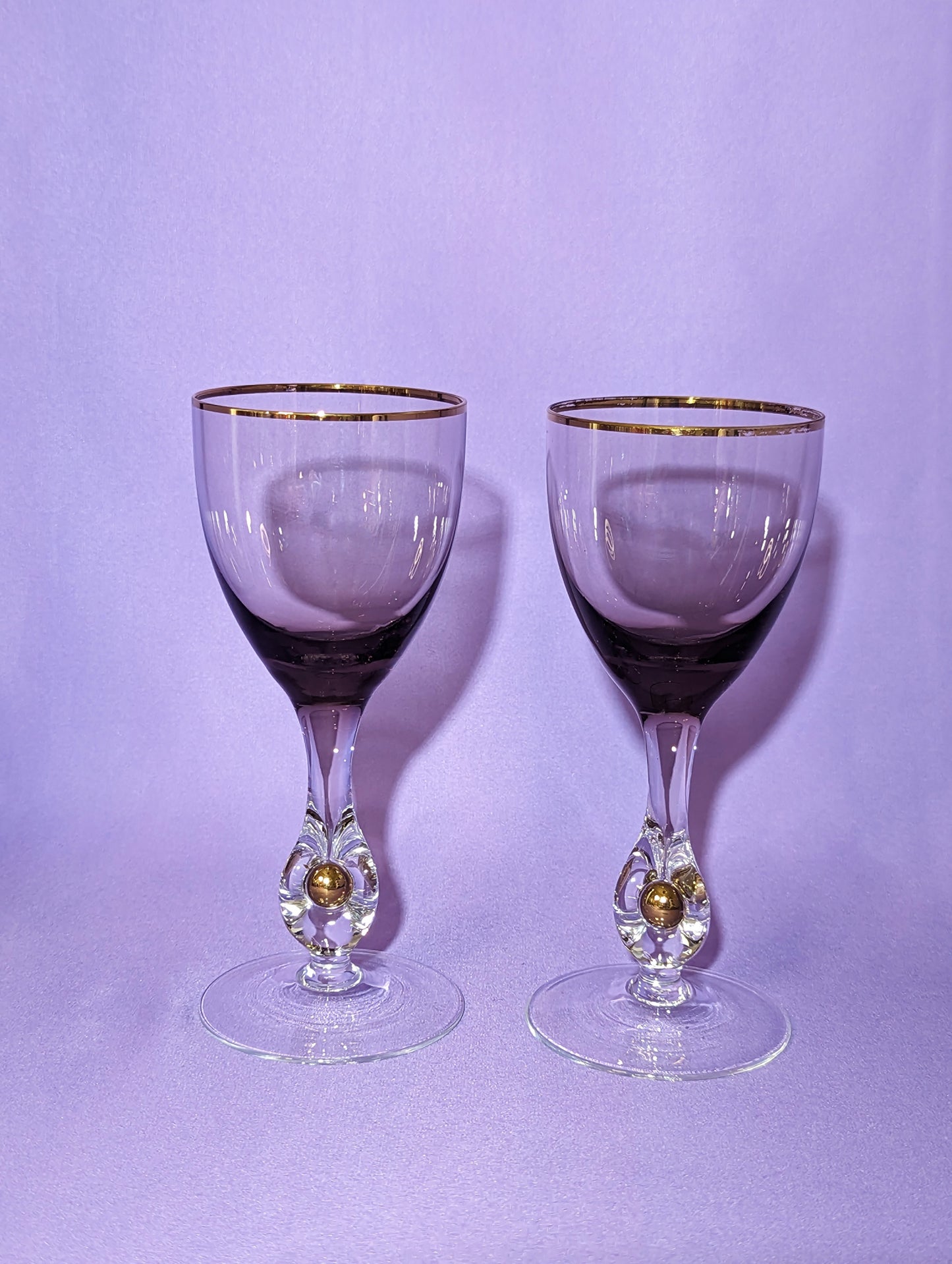 Pair of Vintage Purple Jozef Stanik Cocktail Glasses